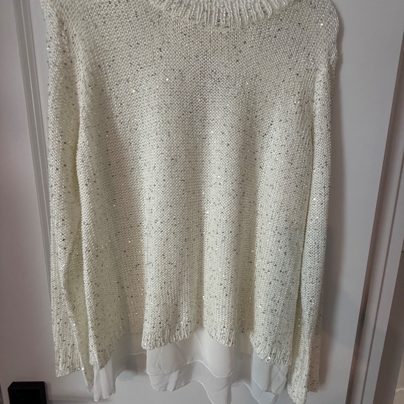 Simple Couture Sparkle White Sweater Sz Medium NWT - Picture 2 of 8